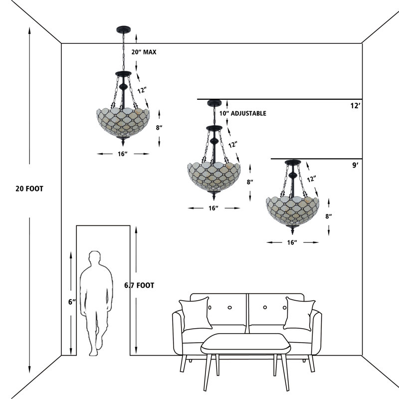 Rosdorf Park Elyce 3-Light Tiffany Style Pendant Ceiling Rosdorf Park Elyce 3-Light Tiffany Style Pendant Ceiling